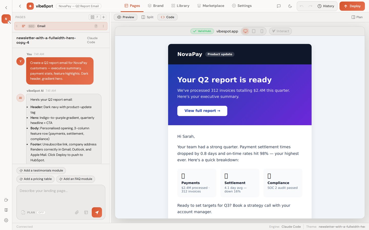 Knowledge Byte Email Template vibeSpot — Build HubSpot landing pages with AI